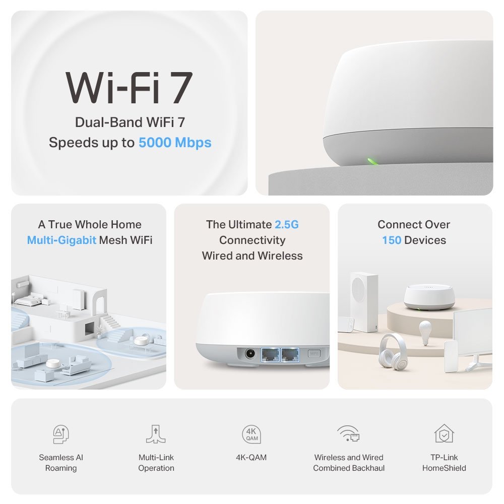 TP-Link Deco BE25 BE5000 WiFi 7 Mesh System (3-Pack) - Image 5